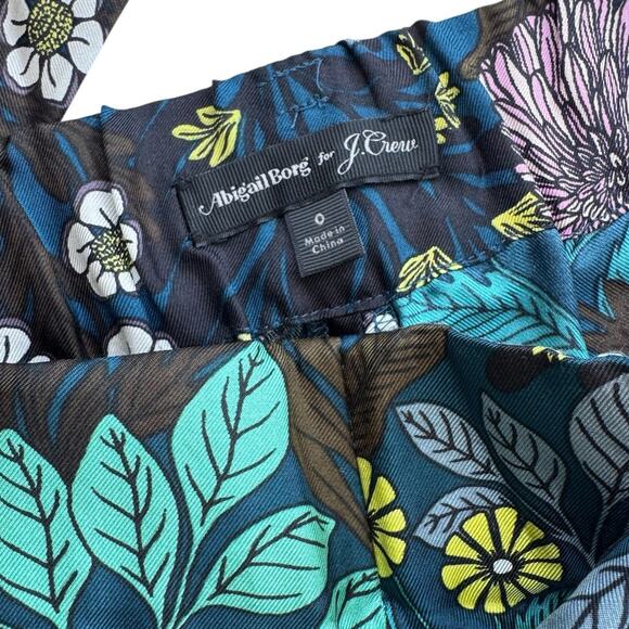 J.Crew x Abigail Borg Silk Wide-Leg Pant in Prairie Midnight Belted Crop Size 0 - Picture 5 of 5